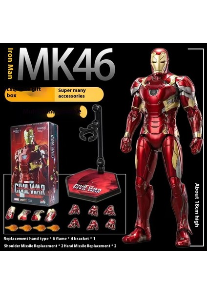 Marvel Iron Man MK46 Tip 1:10 Mafsallı Hareketli Figür (Yurt Dışından)
