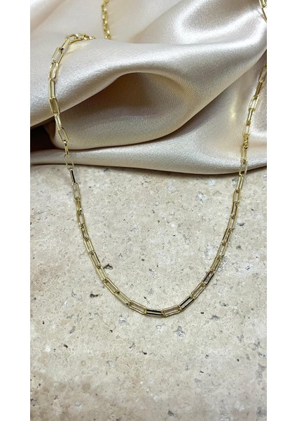 14 K Altın Kaplama Vip Ince Ataç Zincir Kolye