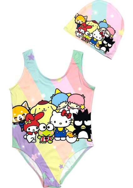 Yeni Sezon Karakter Desenli Kız Çocuk Mayosu Çok Renkli