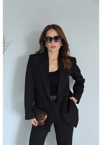 Siyah Astarlı Blazer Pantolon Takım