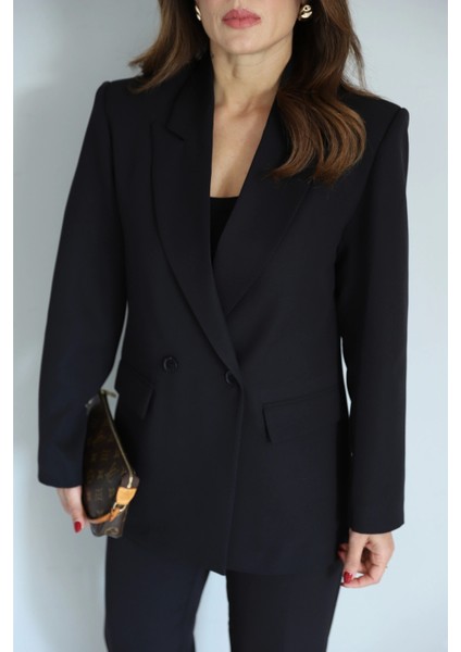 Siyah Astarlı Blazer Pantolon Takım