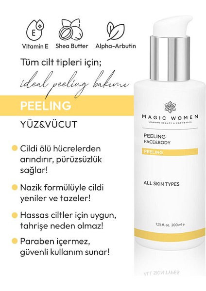 Yüz ve Vücut Peeling 200ml fiyatları