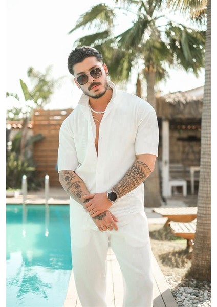 Oversize Premium Fitilli Kısa Kol Ottoman Gömlek fiyatları