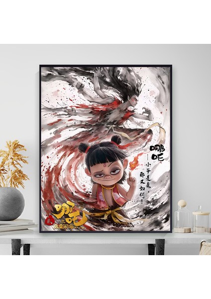 Nezha'nın Sihirli Çocuğu Denizin Peşinde Yağlı Boya Yatak Odası Yağlı Boya Dekoratif Tablo (Yurt Dışından)