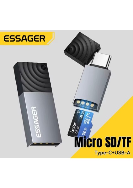 2'si 1 Arada Kart Okuyucu Type-C ve Usb Çift Protokol Ce Lisanslı Mikro Sd/Tf Hafıza Kartı kart okuyucu Telefon Dizüstü Bilgisayar Laptop Tak Çalıştır yüksek Hızlı Kart Okuyucu