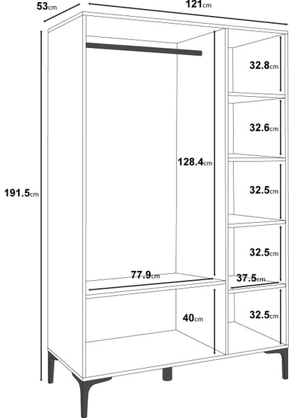Free 3 Kapalı,6 Raf Bölmeli,1 Askı Bölmeli Dolap/ GARDIROP(%100MDF) fırsatları