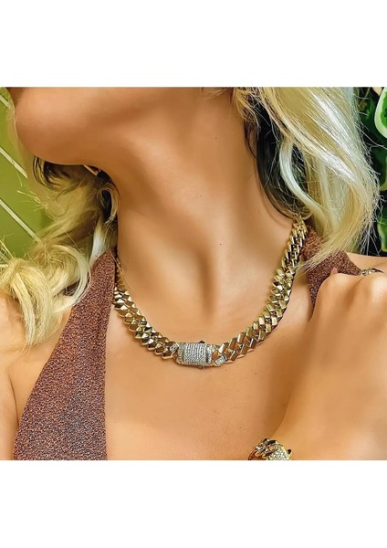 Monaco Model Taşsız Gurmet Kolye 14 K Altın Kaplama