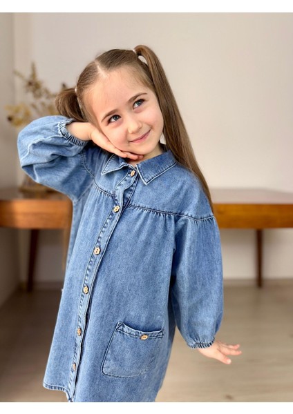 Düğmeli̇ Kot Elbi̇se