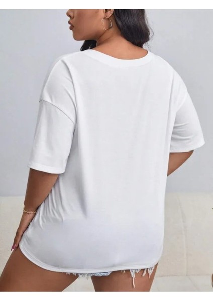 Kadın / Kız V Yaka 2'li Basic Siyah&beyaz Oversize T-Shirt Salaş Boyfirend indirimleri