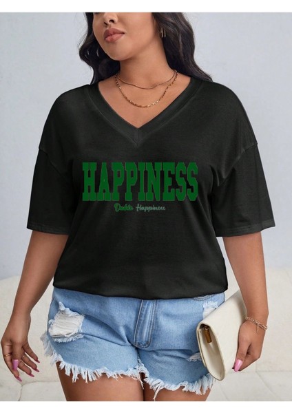 Kadın / Kız V Yaka Düz & Baskılı Siyah / Beyaz Oversize T-Shirt Salaş Boyfirend fiyatları