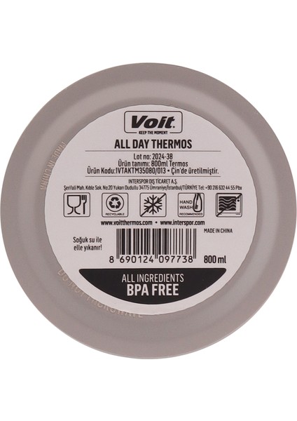 Voıt All Day Thermos 800ML / Grı fırsatları