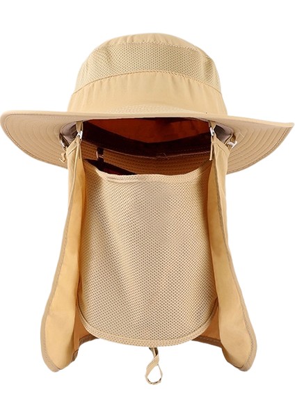 Şapka Açık Balıkçı Şapkası Erkek Yaz Güneş Şapkası Dağcılık Balıkçılık Şapkası Kadın 360 Derece Anti-Uv Güneş Koruyucu Şapka (Yurt Dışından)
