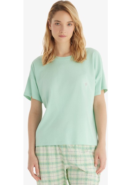Kadın T-Shirt 60547 - Açık Turkuaz