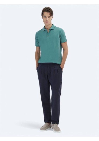 Nil Yeşili Düz Polo Yaka %100 Pamuk T-Shirt fiyatları
