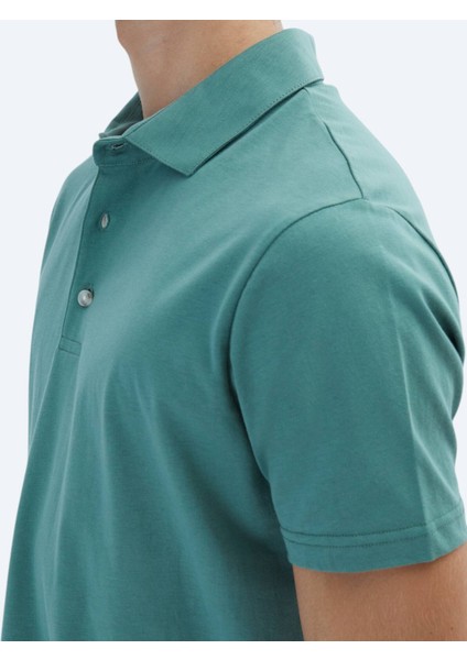 Nil Yeşili Düz Polo Yaka %100 Pamuk T-Shirt indirimleri