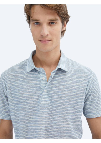 Mavi Baskılı Polo Yaka Pamuk Karışımlı T-Shirt fırsatları