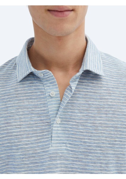Mavi Baskılı Polo Yaka Pamuk Karışımlı T-Shirt indirimleri