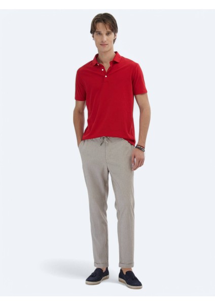 Kırmızı Düz Polo Yaka %100 Pamuk T-Shirt