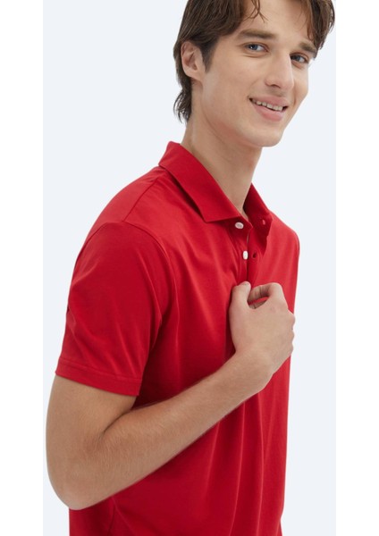 Kırmızı Düz Polo Yaka %100 Pamuk T-Shirt