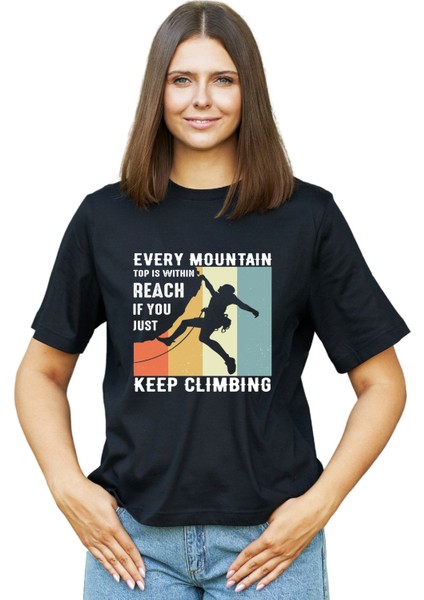 Kadın Dağcılık Buıldıng Temalı Regular Tişört modelleri
