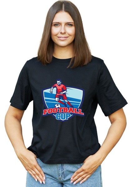 Kadın Futbol Temalı Regular Tişört