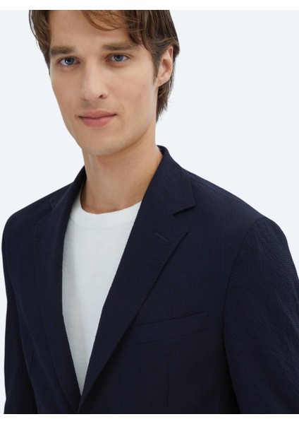 Lacivert Desenli Modern Fit Takım Elbise