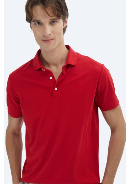 Kırmızı Düz Polo Yaka %100 Pamuk T-Shirt