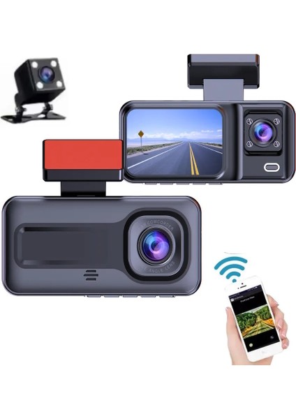 MPIA CC38 64GB Üç Kameralı (Ön+ İç+ Arka) Araç İçi Kamera WiFi Viidure App fiyatları