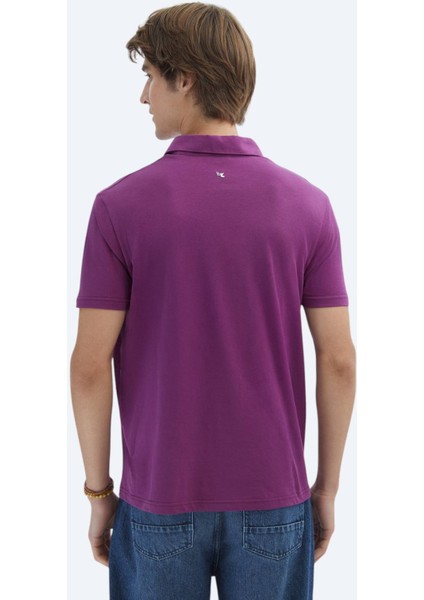 Mürdüm Düz Polo Yaka %100 Pamuk T-Shirt fırsatları