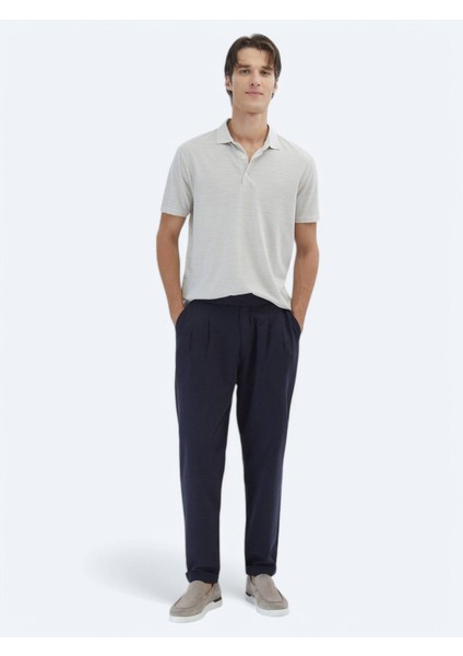 Bej Çizgili Polo Yaka Pamuk Karışımlı T-Shirt fiyatları