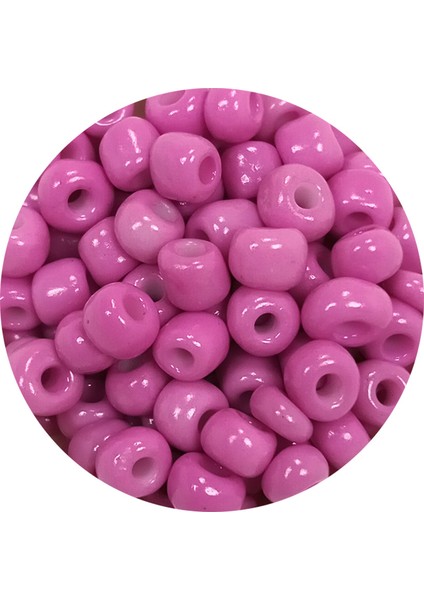Dökme Cam Kum Boncuk Büyük Boy (6/0) 4 mm - 60 Gram - Koyu Pembe - BNC127
