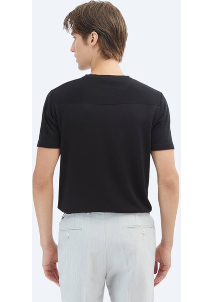 Siyah Bisiklet Yaka Desenli Triko Kazak indirimleri