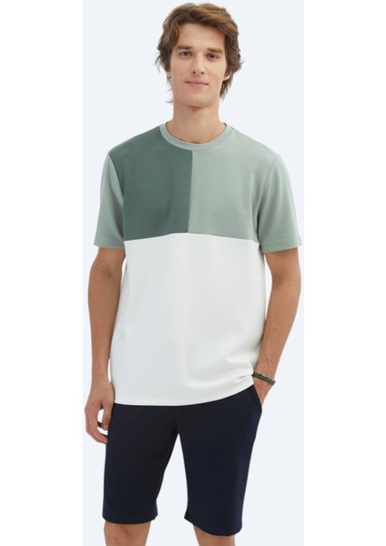 Yeşil Düz Bisiklet Yaka T-Shirt