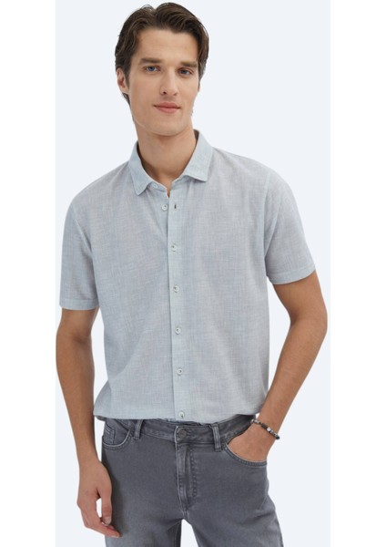 Gri Desenli Regular Fit Casual Gömlek