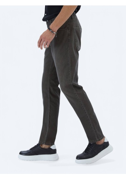 Kahverengi Slim Fit Denim Pamuk Karışımlı Pantolon modelleri