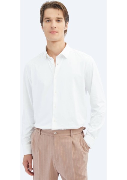 Beyaz Regular Fit Casual Gömlek