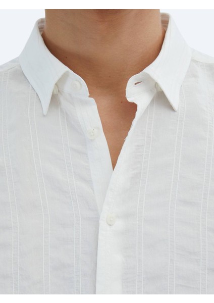 Beyaz Regular Fit Dokuma Klasik Gömlek indirimleri