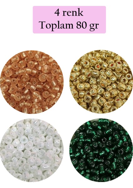Dökme Cam Kum Boncuk (8/0) 3 mm - 4 Renk - Toplam 80 Gram - BNC416