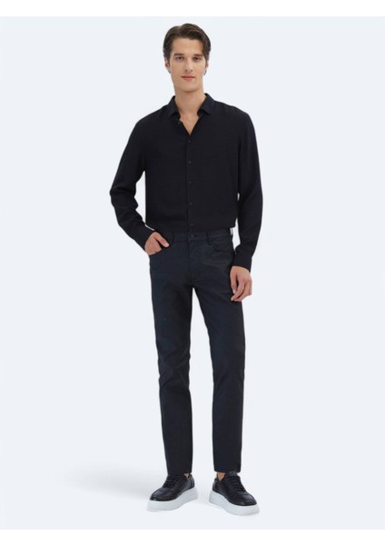 Siyah Regular Fit Dokuma Klasik Gömlek