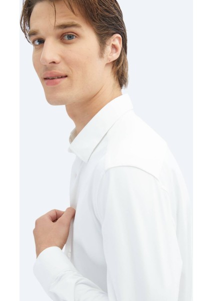 Beyaz Regular Fit Casual Gömlek