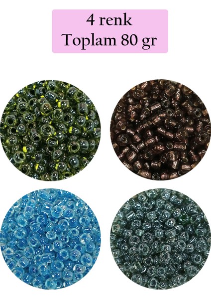 Dökme Cam Kum Boncuk (8/0) 3 mm - 4 Renk - Toplam 80 Gram - BNC423