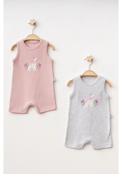 Cute Safari Baskılı 2'li Penye Tulum 1020