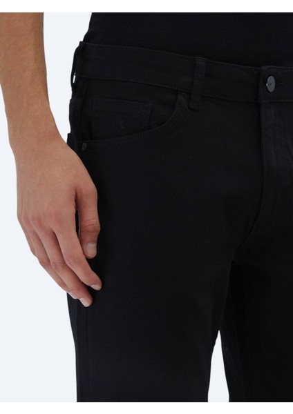 Siyah Denim Pamuk Karışımlı Pantolon
