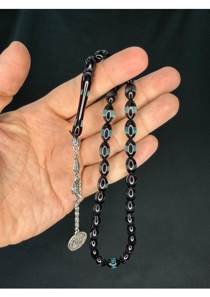 Bordo Mavi Sürmeli Uçak Camı Tesbih Beyzi Kesim 12MMX7MM T-764 fiyatları