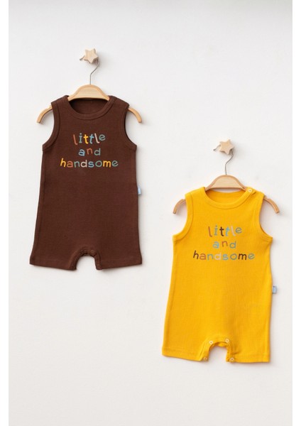 Little Handsome Baskılı 2'li Penye Tulum 1015