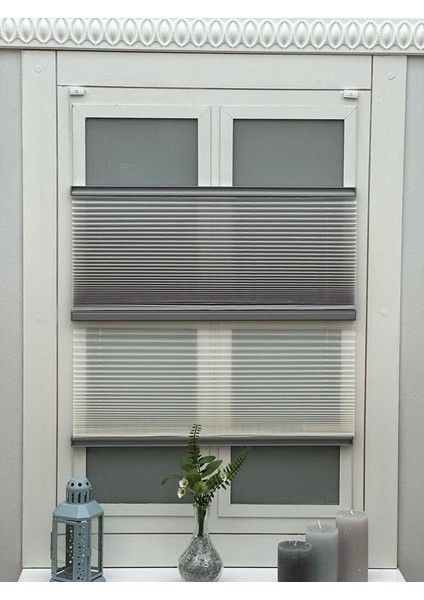 Gece Gündüz Katlanabilir Açık Gri Cam Balkon Plise Perde modelleri