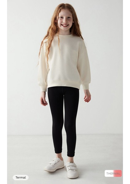 Siyah Kız Çocuk Termal Tayt