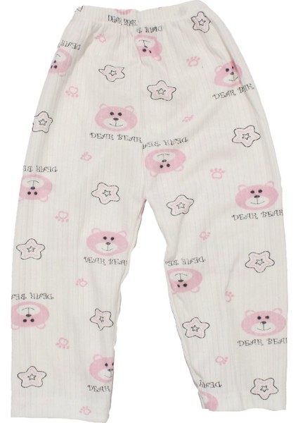 Kız Çocuk Beyaz Pembe Yıldızlı Ayılı Desenli 2'li Pijama Takımı fiyatları