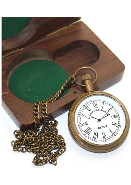 Ahşap Kutulu Pirinç Köstekli Saat Model 4