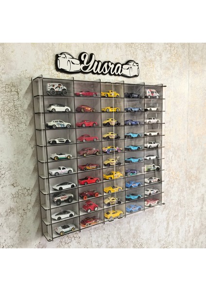 Pleksi Kapaklı 1/64 Ölçek 50ARAÇ Hotwheels Matchbox Metal Araç Uyumlu Model Oyuncak Araba Rafı